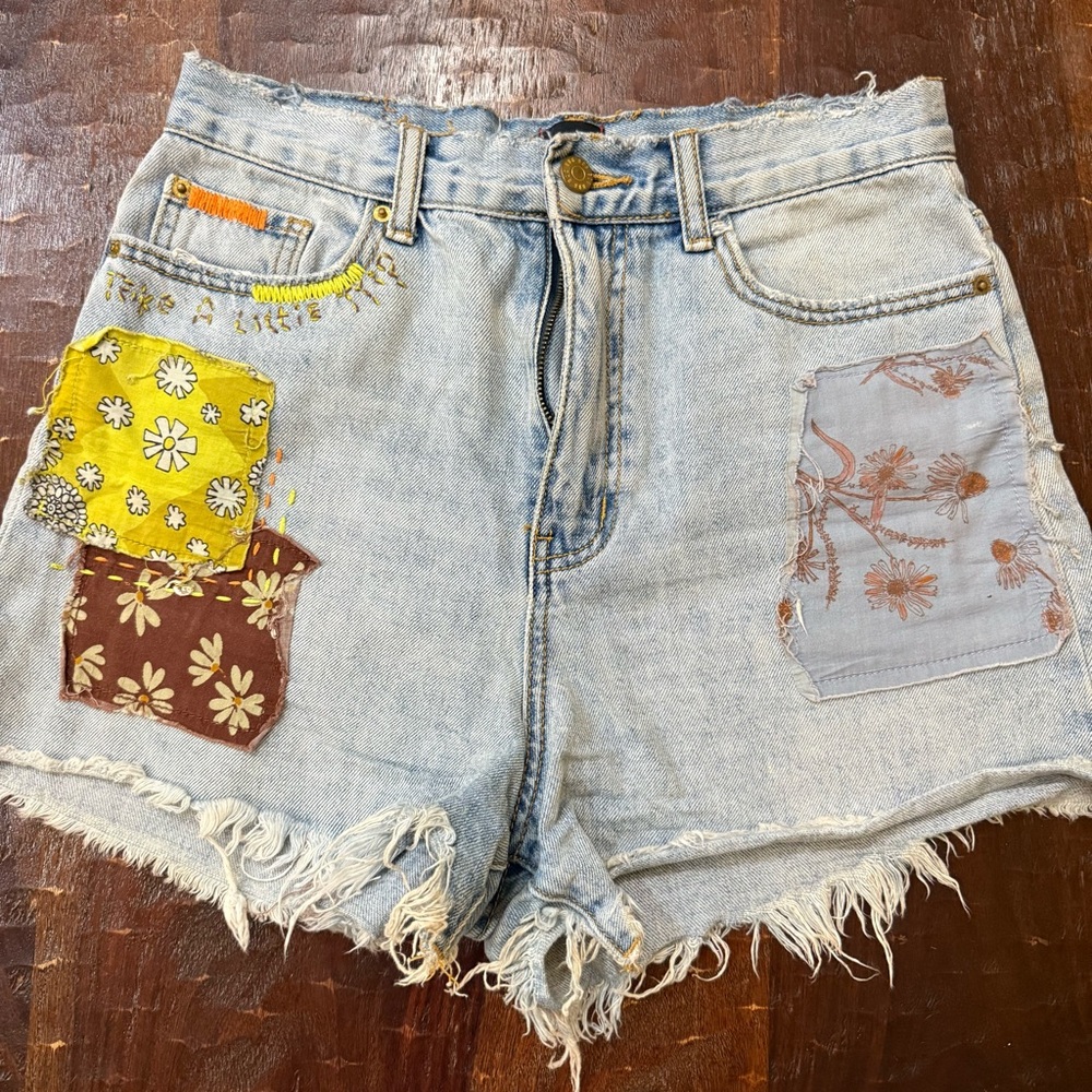 BDG A Line Light Blue Patchwork Jean Shorts - Picture 13 of 13